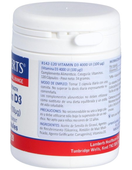 Lamberts Vitamina D3 4000 Ui 100Μg 120Comp