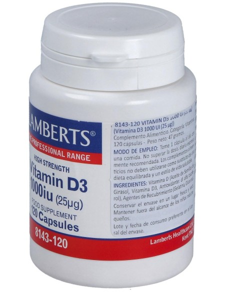 Vitamina D3 1000 Ui (25Μg) 120 Cápsulas