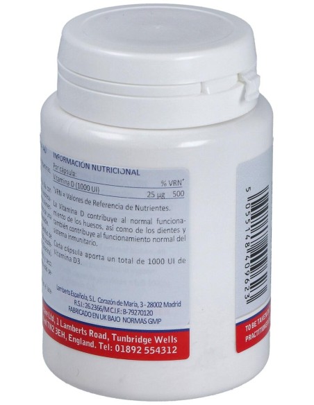 Vitamina D3 1000 Ui (25Μg) 120 Cápsulas
