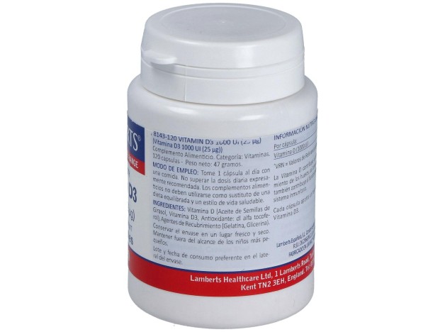 Vitamina D3 1000 Ui (25Μg) 120 Cápsulas