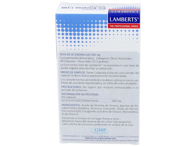 Lamberts Coenzima Q10 100Mg 60 Cáps.