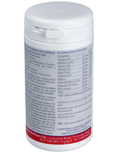 Complejo De Vitaminas B-100 60 Cápsulas