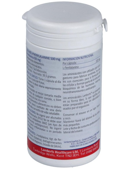 Lamberts L-Fenilalanina 500 Mg 60 Cápsulas