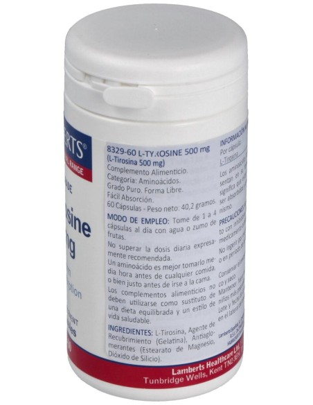 L-Tirosina 500 Mg. 60 Cap.