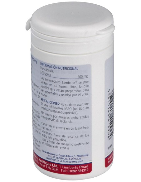 L-Tirosina 500 Mg. 60 Cap.