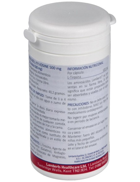 L-Tirosina 500 Mg. 60 Cap.