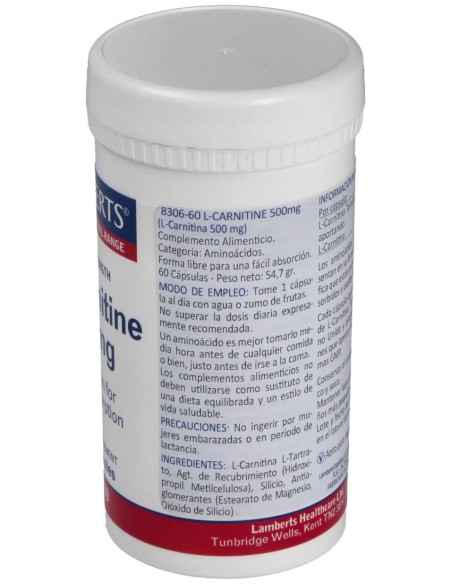 Lamberts L-Carnitine 500Mg 60Caps