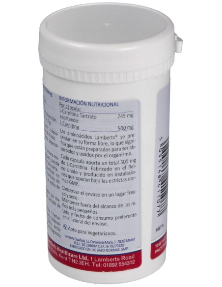 Lamberts L-Carnitine 500Mg 60Caps