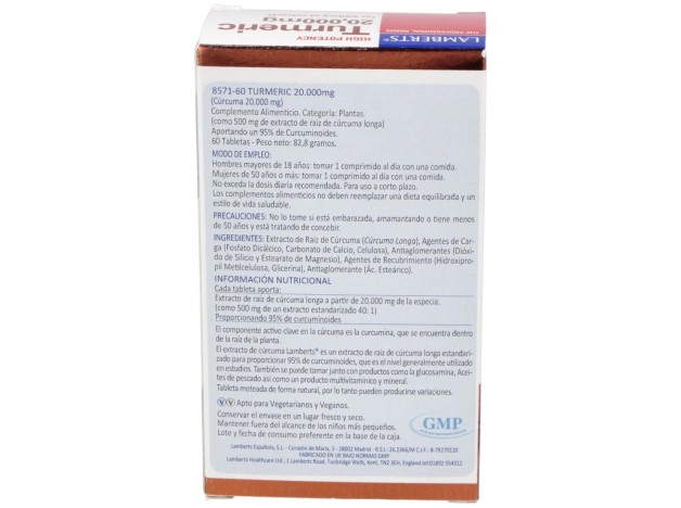 Curcuma 20.000Mg. (95% De Curcumina) 60Comp.
