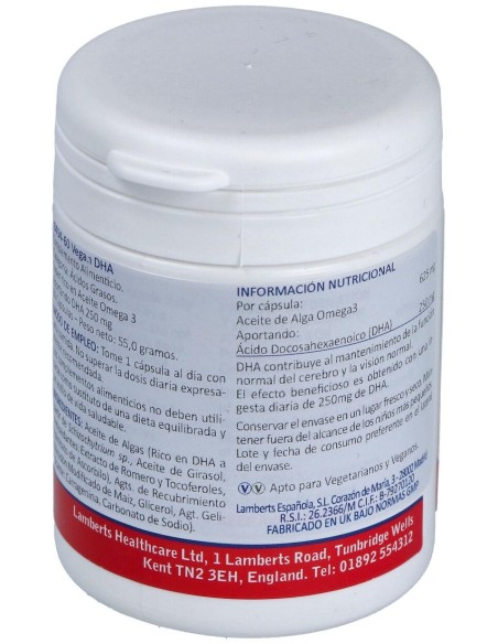 Lamberts Dha Vegano 60 Cápsulas De 250Mg