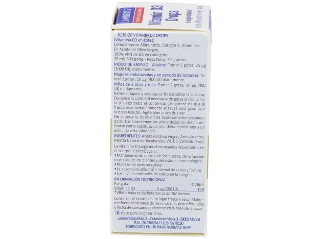 Lamberts Vitamina D3 En Gotas 20Ml
