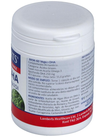 Lamberts Dha Vegano 60 Cápsulas De 250Mg