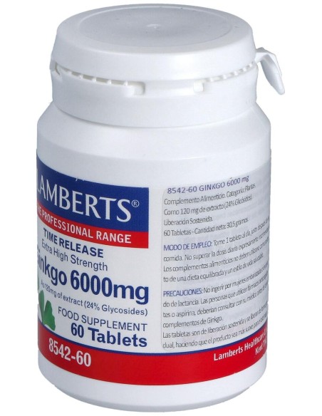 Ginkgo Biloba 6000 Alta Potencia 120Mg. 60Comp.