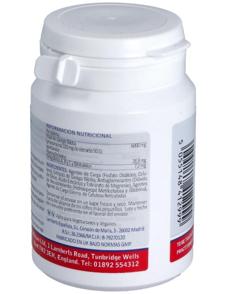 Ginkgo Biloba 6000 Alta Potencia 120Mg. 60Comp.