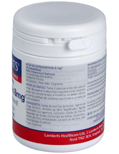 Lamberts Astaxantina 8Mg Con Vitamina E 30Caps
