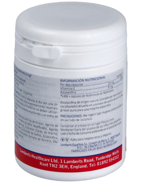 Lamberts Astaxantina 8Mg Con Vitamina E 30Caps