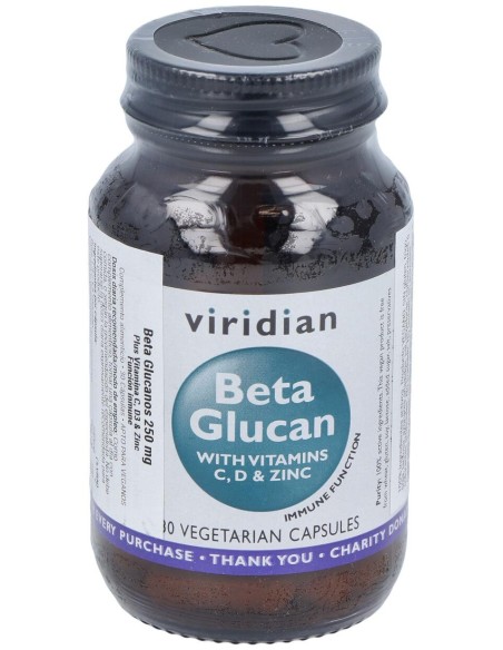Viridian Beta Glucano 250Mg Plus Vit C D %26 Zinc 30Caps