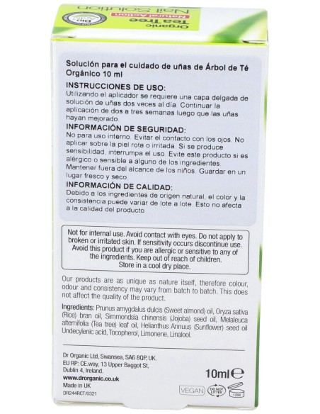 Bioactive Organic Tea Tree Solución Para Uñas 10 Ml
