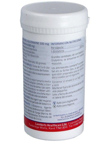 Lamberts L Glutamina 500 Mg90 Cap