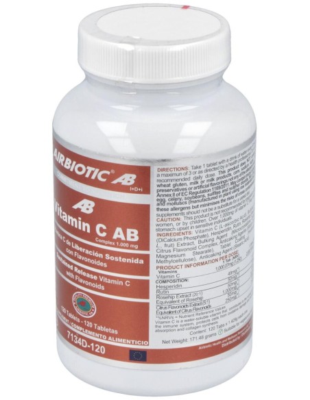 Airbiotic Vit C Ab Complex 1.000 Mg Lib. Sostenida 120 Tabletas