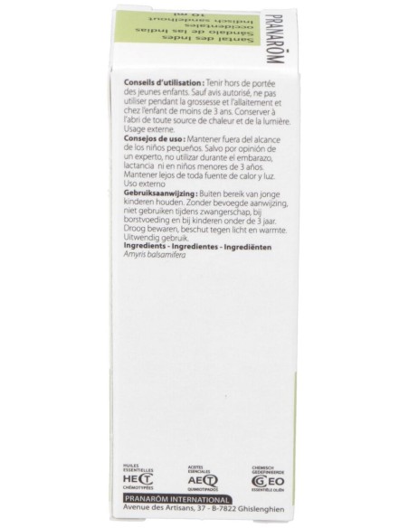 Pranarôm Aceite Esencial De Sándalo De Las Indias Occidentales 10Ml