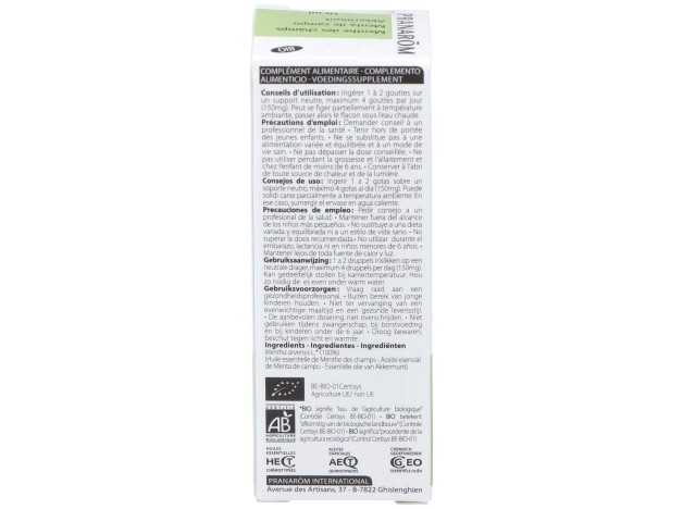 Pranarôm Aceite Esencial De Menta De Campo Bio...