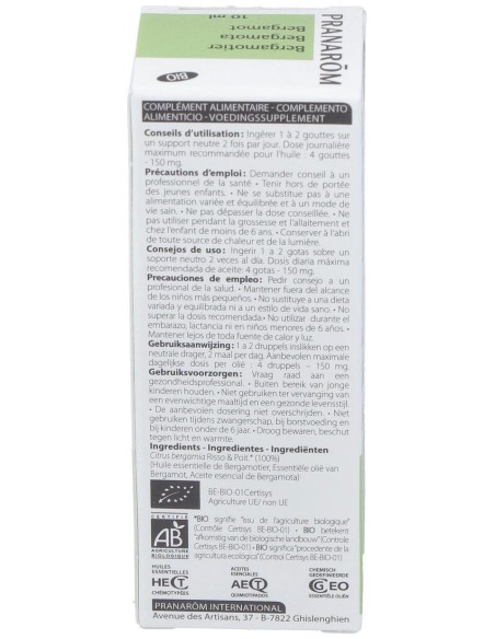 Pranarôm Aceite Esencial De Bergamota Bio 10Ml