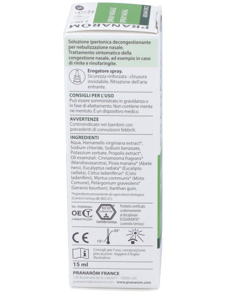 Pranarom Aromaforce Spray Nasal Bio Descongestionante, 15 Ml