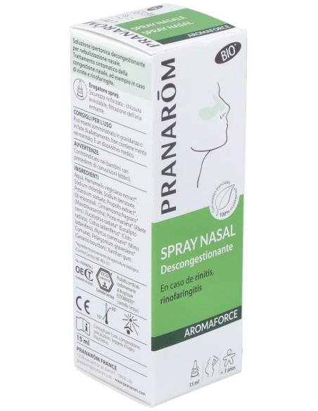 Pranarom Aromaforce Spray Nasal Bio Descongestionante, 15 Ml