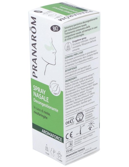 Pranarom Aromaforce Spray Nasal Bio Descongestionante, 15 Ml