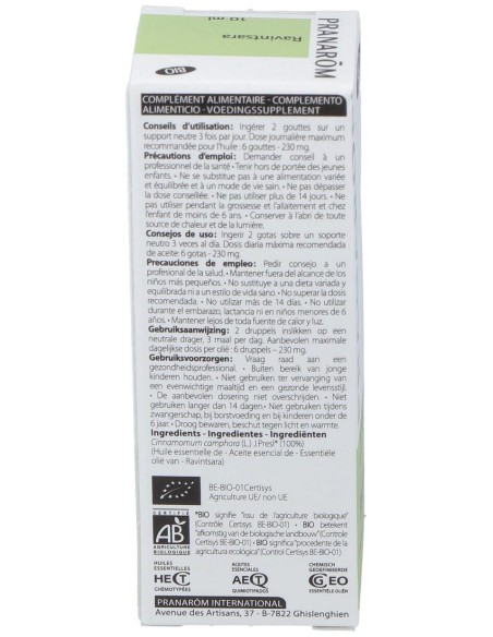 Pranarom Aceite Esencial Ravisntsara Bio, 10 Ml