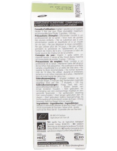 Pranarôm Aceite Esencial De Árbol De Té Bio 10Ml