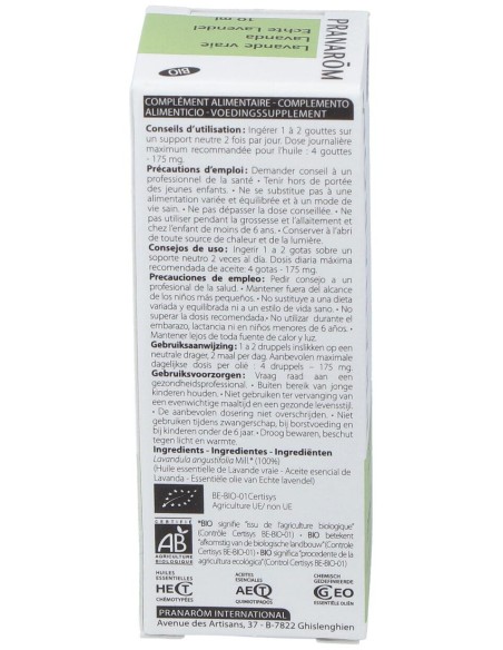 Pranarôm Aceite Esencial De Lavanda Bio 10Ml