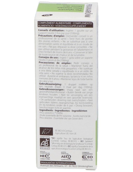 Pranarôm Aceite Esencial De Pino Silvestre Bio 10Ml