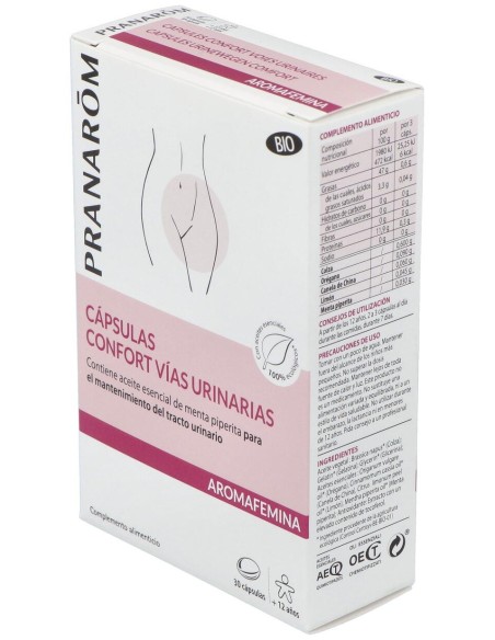 Pranarôm Aromafemina Cápsulas Confort Vías Urinarias Bio 30Caps