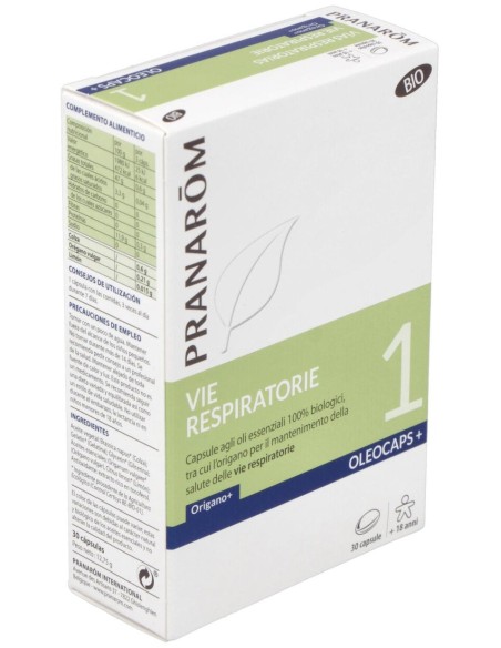 Pranarom Oleocaps+ 1 Vías Respiratorias Bio, 30 Cápsulas