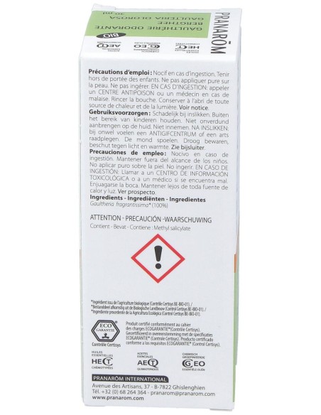 Gaulteria Olorosa Hoja Aceite Esencial Bio 30Ml.