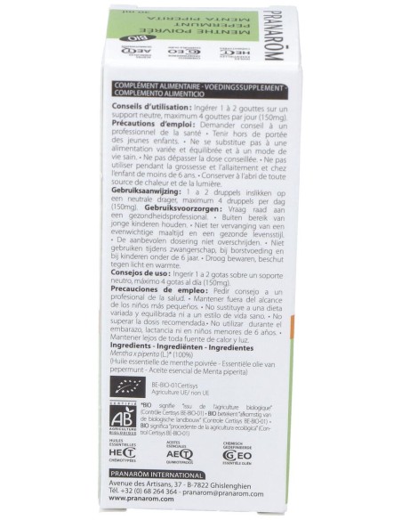 Menta Piperita Aceite Esencial Bio 30Ml.