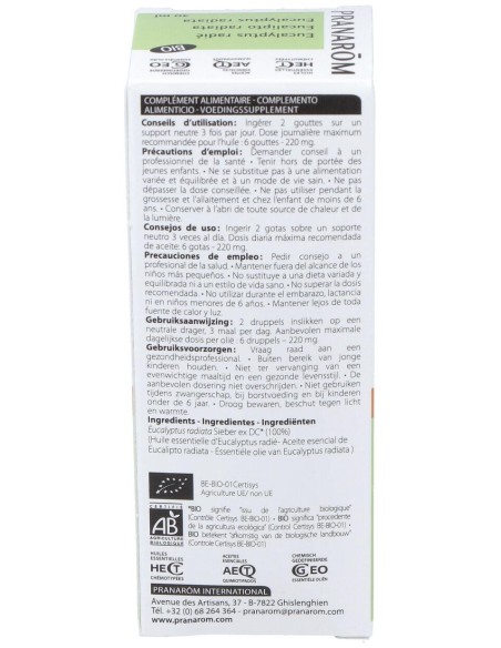 Pranarôm Aceite Esencial De Eucalipto Radiata Bio 30Ml