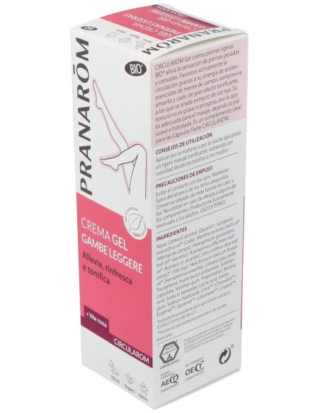 Pranarom Circularom Gel Crema Piernas Ligeras Bio, 100 Ml
