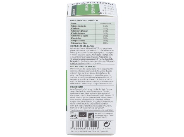 Pranarôm Aromaforce Spray Garganta Bio 15Ml