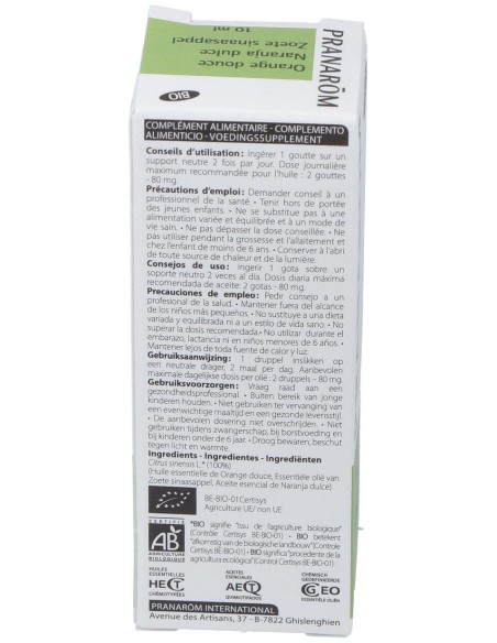 Pranarôm Aceite Esencial De Naranja Dulce Bio 10Ml