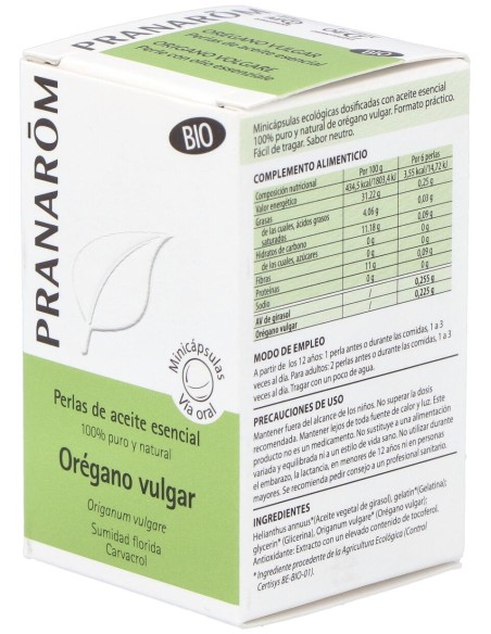 Pranarom Oregano Vulgar Ac. Esencial En Perlas 60 Perlas Bio