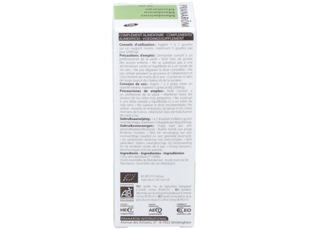 Pranarôm Aceite Esencial De Mandarina Bio 10Ml