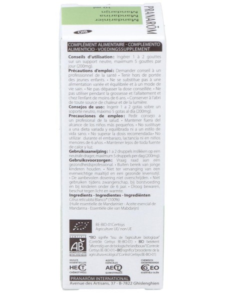Pranarôm Aceite Esencial De Mandarina Bio 10Ml