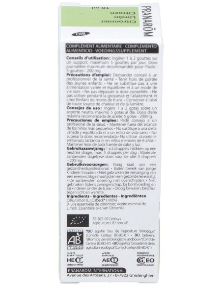Limon Cascara Aceite Esencial Bio 10Ml.