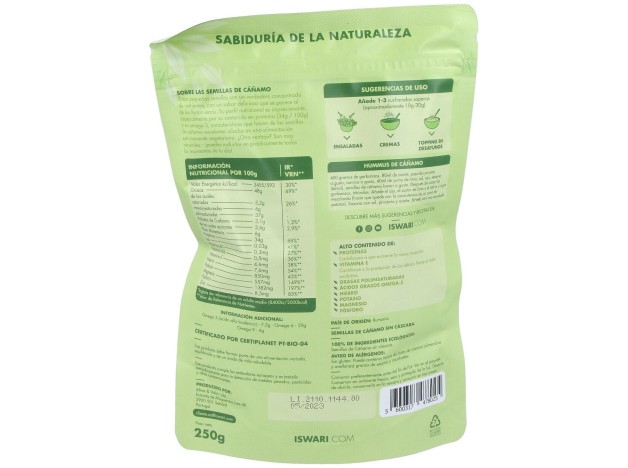Semillas De Cañamo Sin Cascara 250Gr. Bio
