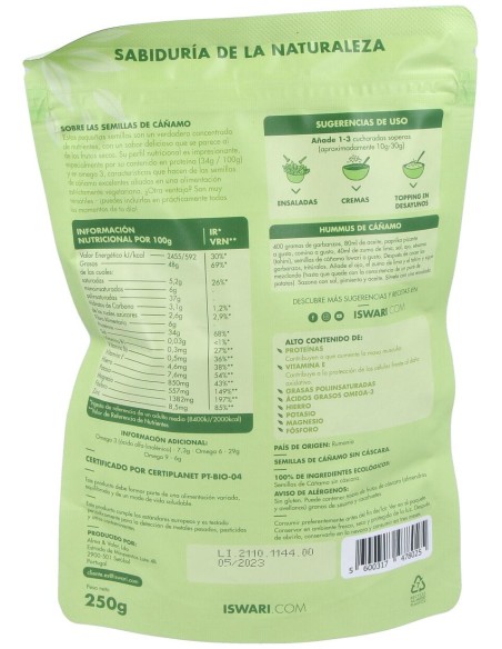 Semillas De Cañamo Sin Cascara 250Gr. Bio