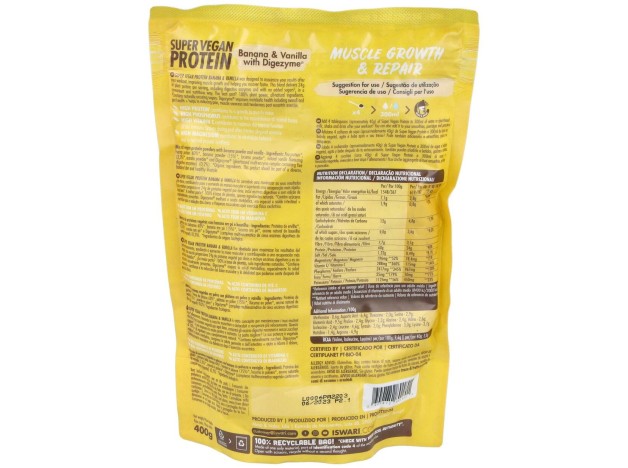 Super Vegan Protein Fitness Platano-Vainilla 350Gr