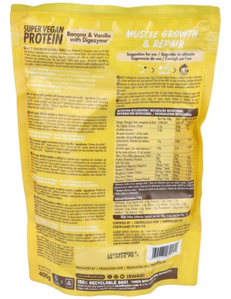 Super Vegan Protein Fitness Platano-Vainilla 350Gr